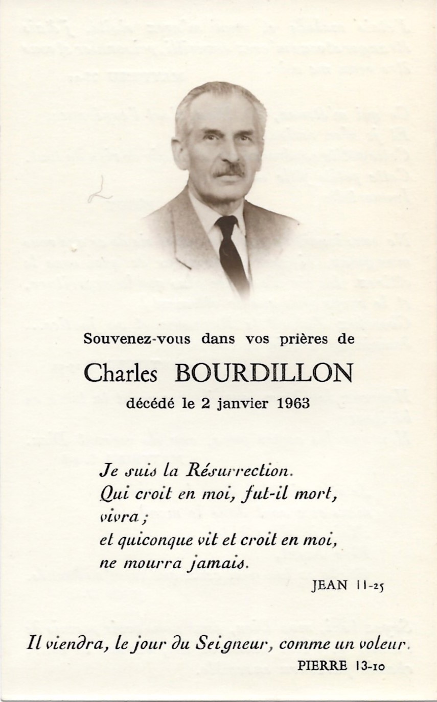 Faire part de Décès de Charles Bourdillon